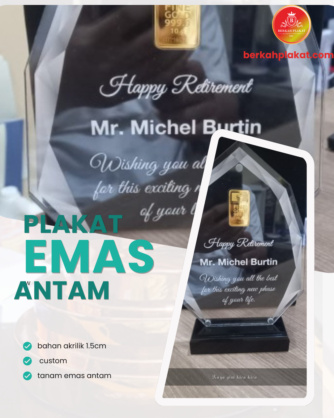 Pembuatan Plakat Resin Tanam Emas Antam Terdekat