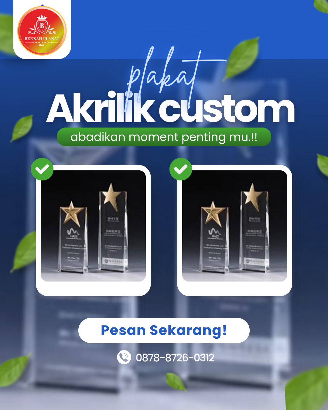 Custom Plakat Akrilik Terdekat