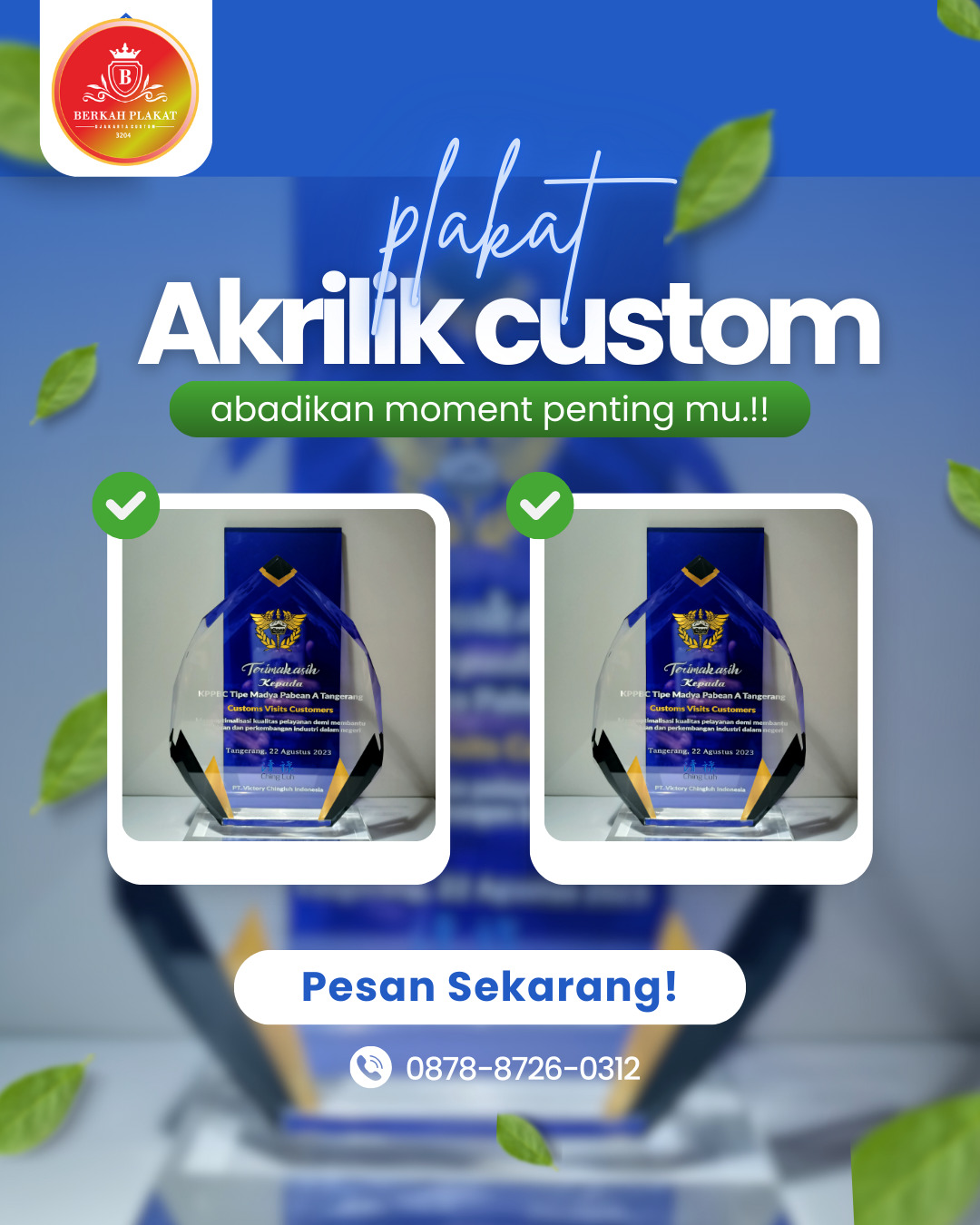 Jual Plakat Akrilik Custom