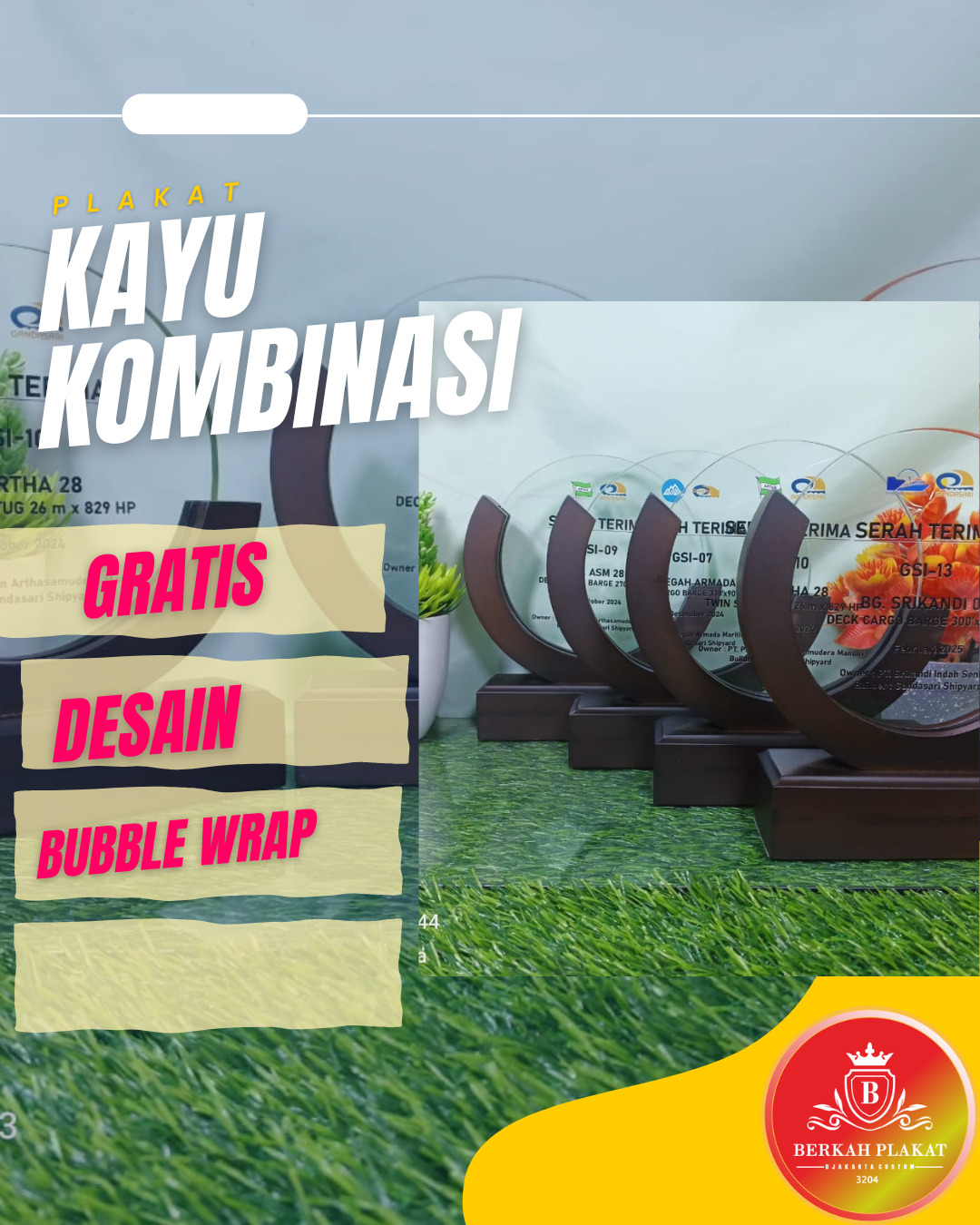 Plakat Akrilik Kombinasi Kayu